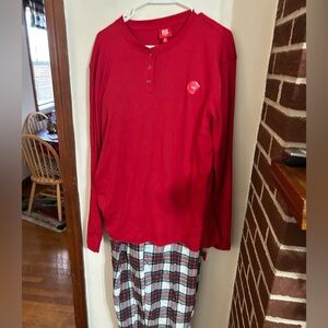 NWT Macys Family Pajamas men’s size large pajama set red shirt plaid flannel